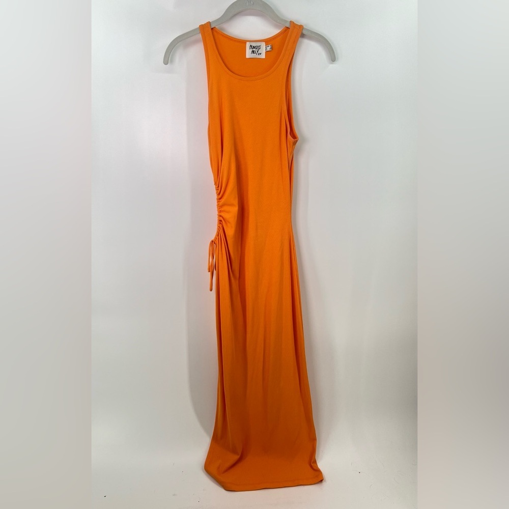 Princess Polly Louie Bright Orange Side Cutout Ribbed Midi Dress AU 10 US 6 - Picture 8 of 12